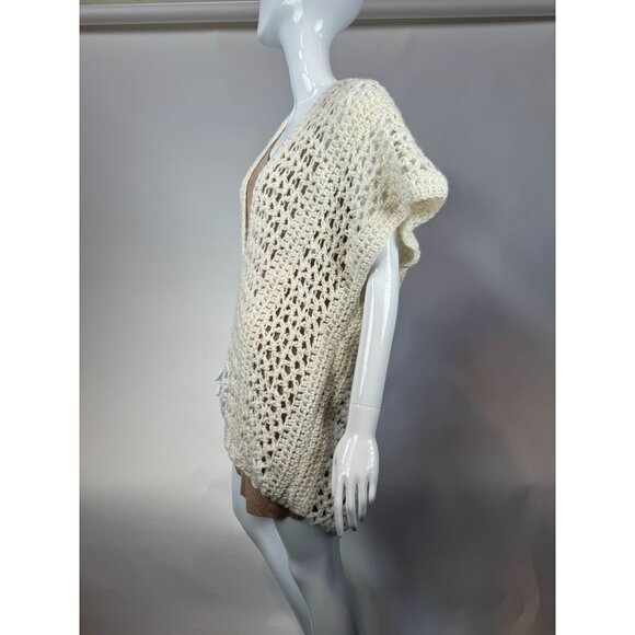 Handmade Crochet Vintage Vest  OS Cream  Crochet Polyester Blend - Picture 12 of 16